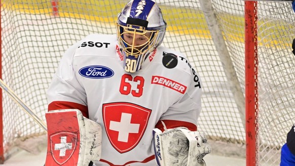 Czech Hockey Games, part of Euro Hockey tour series match Czech Republic vs. Switzerland in Ceske Budejovice, May 3, 2026. From left goalie of Switzerland Leonardo Genoni and Czech Matyas Filip. CTKxP ...