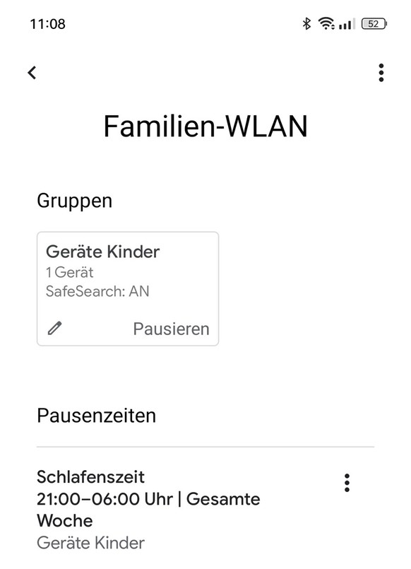 Alle Einstellungen werden über die Google-Home-App vorgenommen: Z.B. das WLAN auf den Geräten der Kinder pausieren oder feste Pausenzeiten definieren.