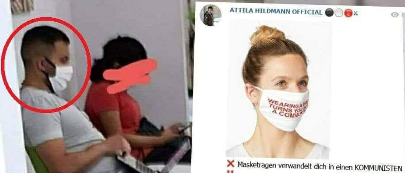 Verschwörungstheoretiker und Masken-Gegner Attila Hildmann wurde mit Maske erwischt.