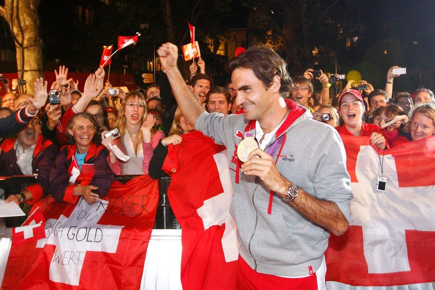 House of Switzerland - ein Ort für die ganz grossen Partys: Roger Federer feiert seinen Olympiasieg 2012 in London.