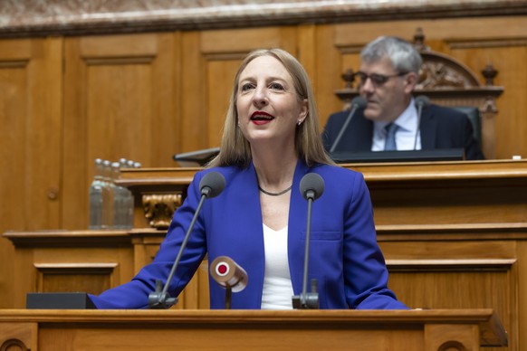 Katja Christ, GLP-BS, spricht waehrend der Fruehlingssession der Eidgenoessischen Raete, am Dienstag, 27. Februar 2024, im Nationalrat in Bern. (KEYSTONE/Peter Klaunzer)