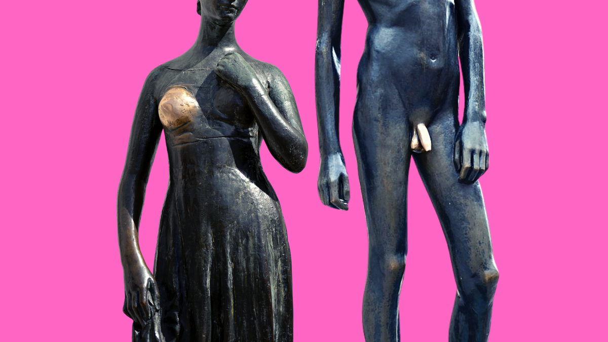 Seins, couilles, barbe: qui touche quoi sur quelle statue?