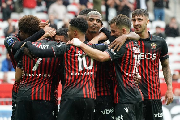 Joie - Andy Delort OGC Nice - Equipe de lOGC Nice FOOTBALL : OGC Nice vs Troyes - Ligue 1 Uber Eats - Nice - 09/10/2022 NorbertScanella/Panoramic PUBLICATIONxNOTxINxFRAxITAxBEL