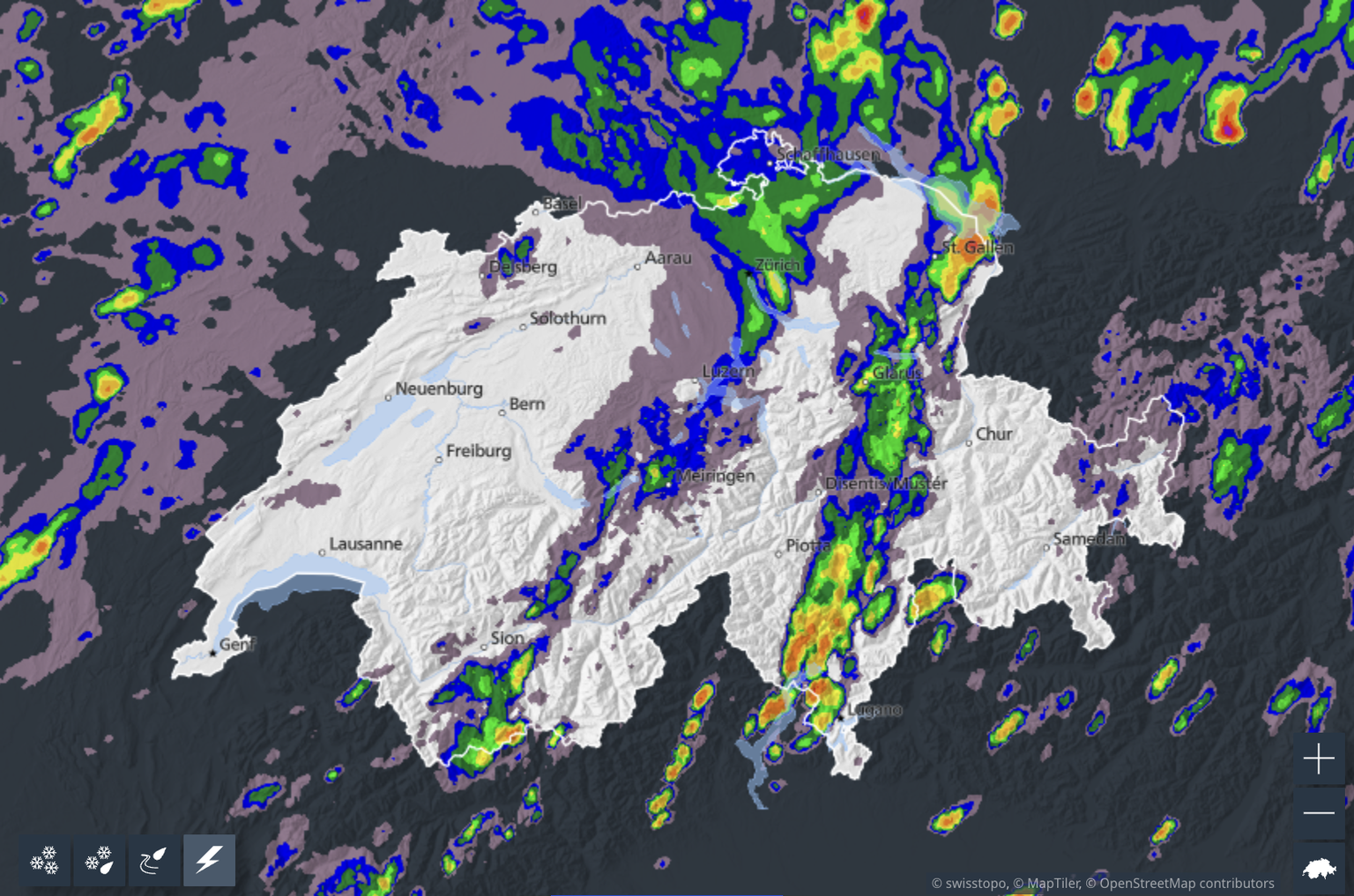 Gewitter über der Schweiz am 6. Mai 2026.