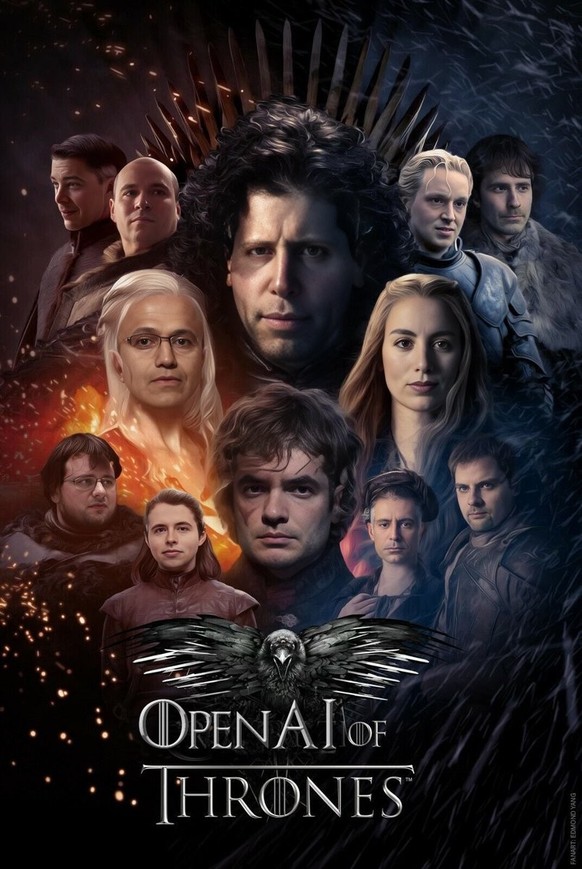 Memes about the power struggle at OpenAI and Game of Thrones.