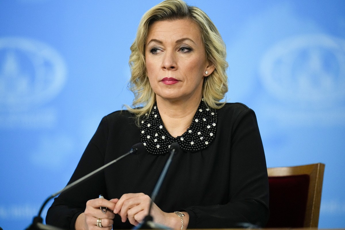 FILE - Russian Foreign Ministry spokeswoman Maria Zakharova attends Russian Foreign Minister Sergey Lavrov's annual news conference in Moscow, Jan. 18, 2023. Russia on Tuesday, Feb. 14, 2023 angr ...