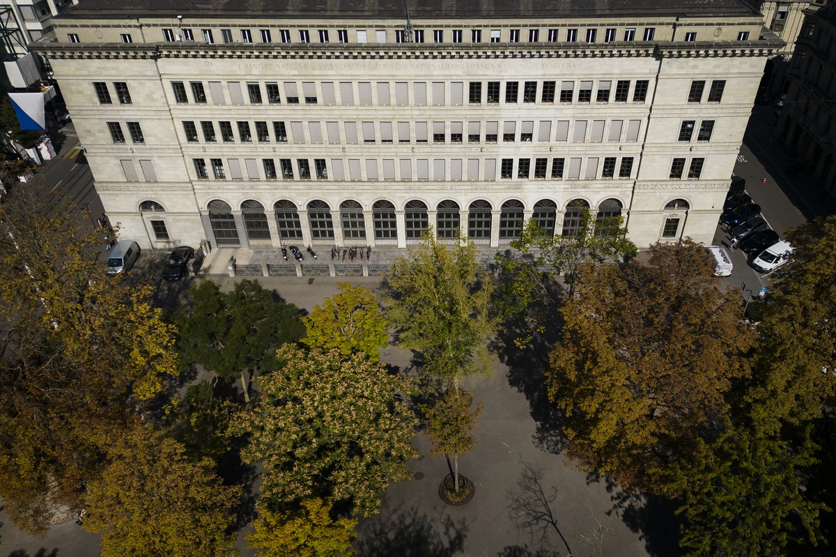The facade of the Swiss National Bank (SNB) in Zurich, Switzerland, on Thursday, September 22, 2022. (KEYSTONE/Michael Buholzer).