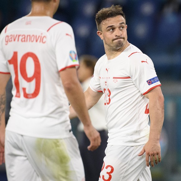 Switzerland&#039;s midfielder Xherdan Shaqiri during the Euro 2020 soccer tournament group A match between Italy and Switzerland at the Olympic stadium, in Rome, Italy, Wednesday, June 16, 2021. (KEYS ...