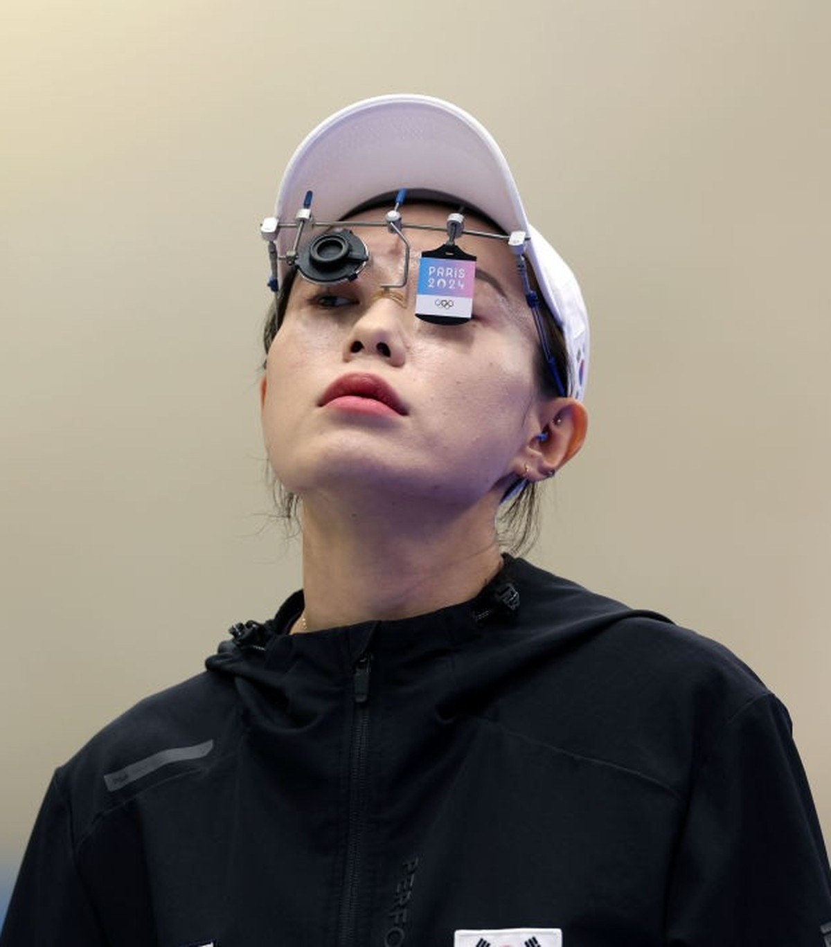 CHATEAUROUX, FRANCE - JULY 28: Kim Yeji of Team Republic of Korea prepares to shoot during the Women's 10m Air Pistol Final on day two of the Olympic Games Paris 2024 at Chateauroux Shooting Cent ...
