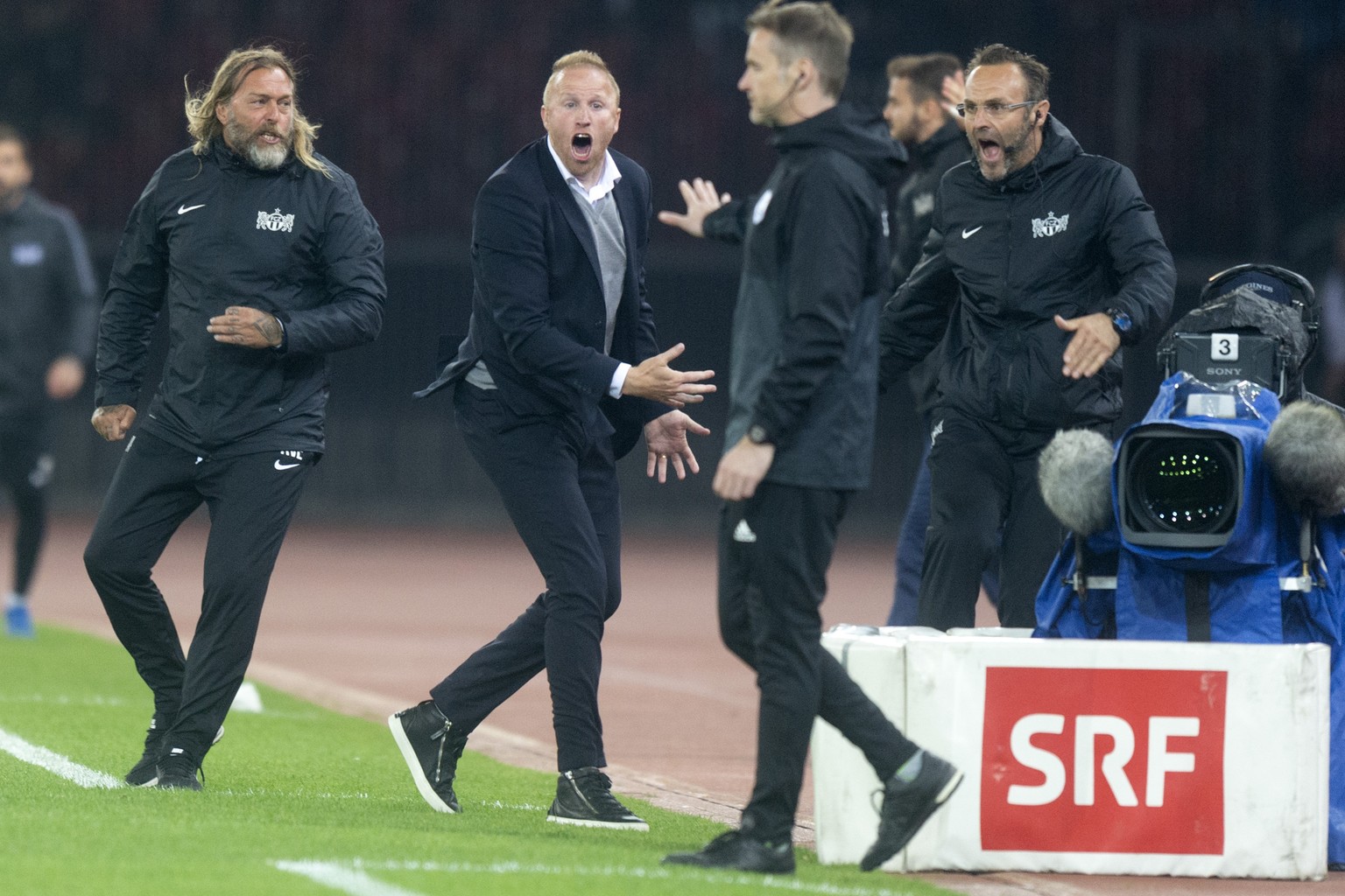 Zuerichs Trainer Ludovic Magnin, im Fussball Halbfinale des Helvetia Schweizer Cups zwischen dem FC Zuerich und dem FC Basel im Letzigrund, am Donnerstag, 25. April 2019 in Zuerich. (KEYSTONE/Melanie  ...