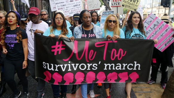 FILE - In this Nov. 12, 2017 file photo, participants march against sexual assault and harassment at the #MeToo March in the Hollywood section of Los Angeles. No matter what ultimately happens to Bret ...