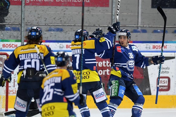 ARCHIVBILD - MATT D&#039;AGOSTINI SPIELT EINE WEITERE SAISON FUER AMBRI-PIOTTA -Ambri&#039;s player Matt D&#039;Agostini, right, celebrates the 1-2 goal, during the second playout final game of Nation ...