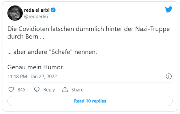 Hinweis des Chefredaktors: «Es gibt keine Nazis. Das wären Angehörige der NSDAP. Die gibt es aber nicht mehr, aus Gründen. Es gibt also wohl noch Ex-Nazis oder dann wieder Neonazis. Aber keine Nazis.»