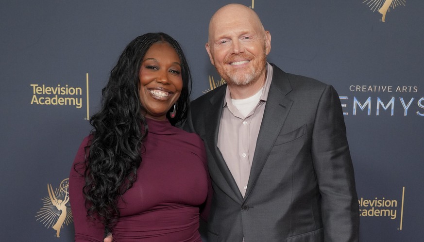 IMAGE DISTRIBUTED FOR THE TELEVISION ACADEMY - Nia Renee Hill, left, and Bill Burr arrive to night two of the Television Academy&#039;s 2025 Creative Arts Emmy Awards at the Peacock Theater on Sunday, ...