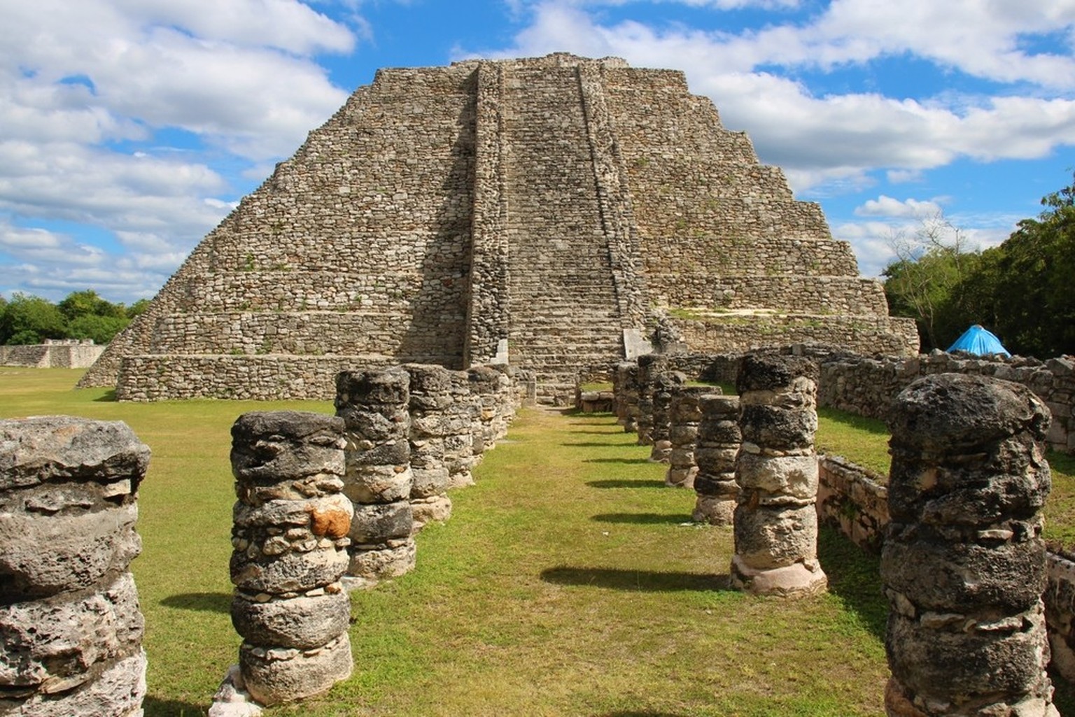 Pyramide von Kukulcan in Mayapán, der letzten Maya-Hochburg auf der Halbinsel Yucatán.