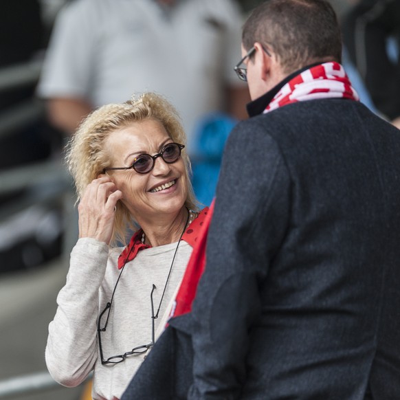 Vaduz, 25.05.2015, Fussball Super League, FC Vaduz - Grasshopper Club Zuerich, FC Vaduz Praesidentin, Ruth Ospelt, vor der Partie. (Sebastian Schneider/EQ Images)