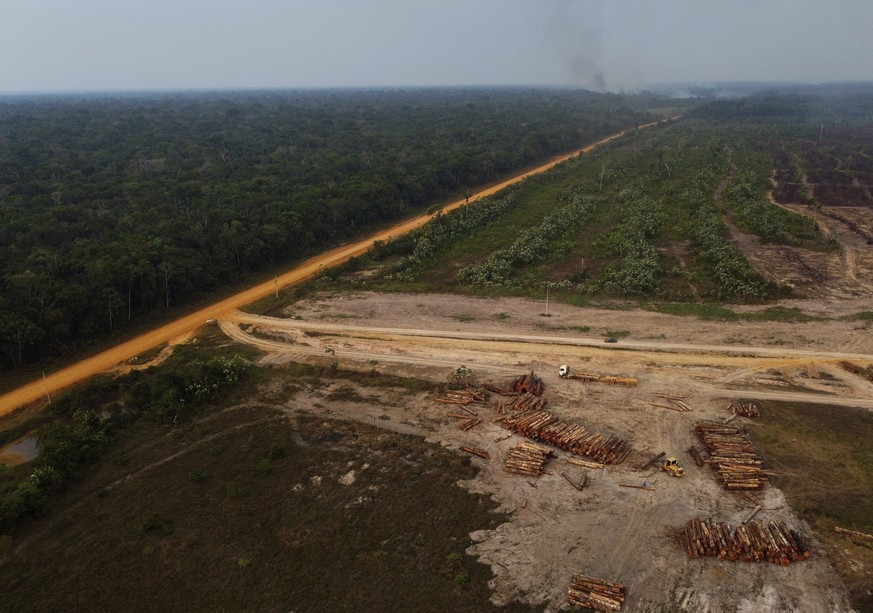 FILE - An area of forest on fire near a logging area in the Transamazonica highway region, in the municipality of Humaita, Amazonas state, Brazil, Sept. 17, 2022. In a victory speech Sunday, Oct. 30,  ...