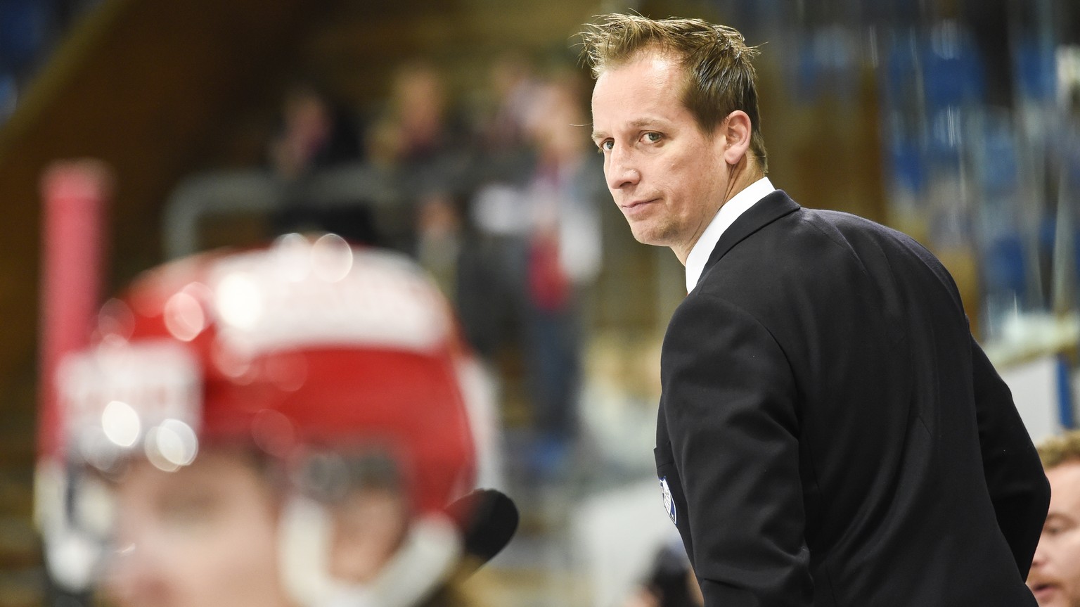 Coach Antti Toermaenen of Helsinki is pictured during the Champions Hockey League 1/16 finals ice hockey match between HC Davos and IFK Helsinki, on Tuesday, October 6, 2015, in the Vaillant Arena in  ...