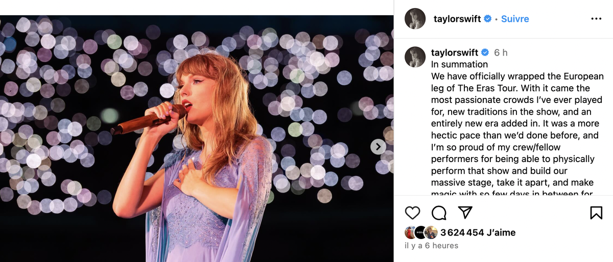 Taylor Swift a pris la parole sur Instagram.