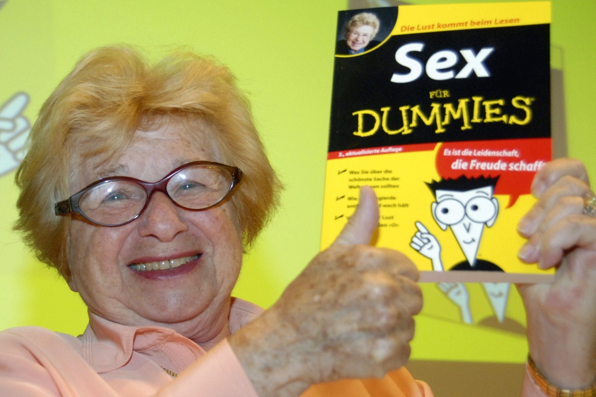 Dr. Ruth Westheimer holds a copy of her book "Sex for Dummies" at the International Frankfurt Book Fair 'Frankfurter Buchmesse' in Frankfurt, Germany, Thursday, Oct. 11, 2007. West ...