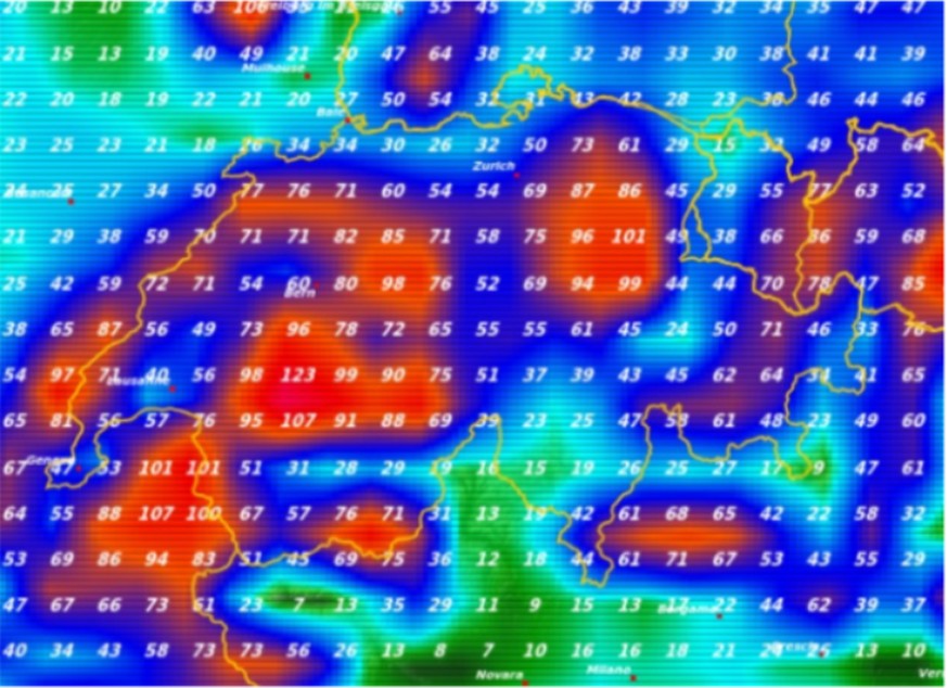 Die Grafik von MeteoNews zeigt, wo die Hochwassergefahr am grössten ist.