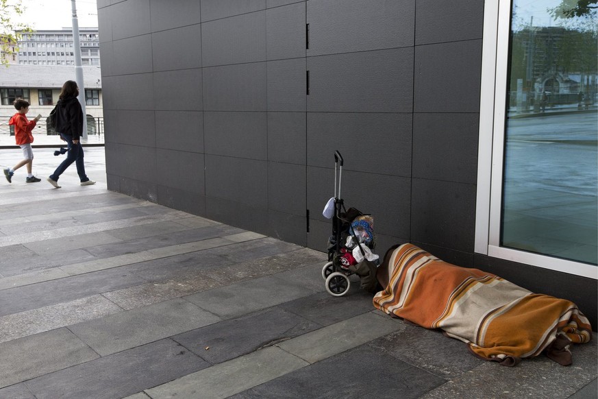 Armut in der Schweiz: Ein Obdachloser in Genf.