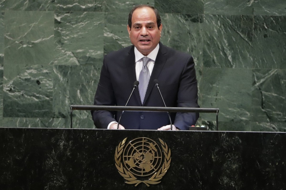 Egypt's President Abdel Fattah al-Sissi addresses the 73rd session of the United Nations General Assembly Tuesday, Sept. 25, 2018, at the United Nations headquarters. (AP Photo/Frank Franklin II)