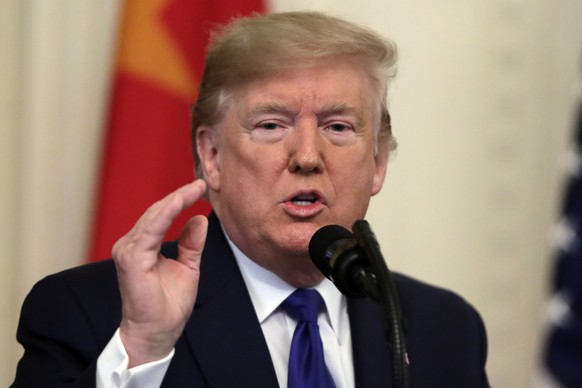 President Donald Trump speaks before signing a trade agreement with Chinese Vice Premier Liu He, in the East Room of the White House, Wednesday, Jan. 15, 2020, in Washington. (AP Photo/Evan Vucci)
Don ...