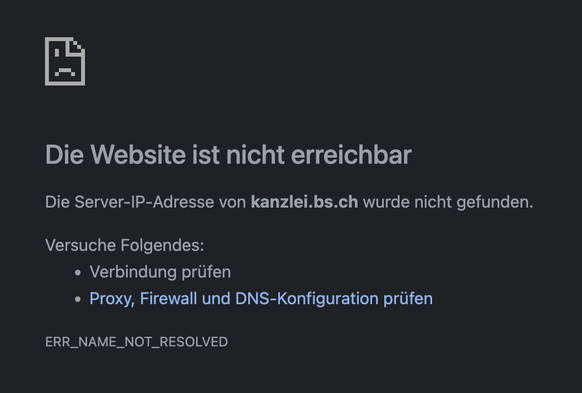 Die Website der Basler Staatskanzlei war am Mittwoch (14. Juni 2023) nicht erreichbar.