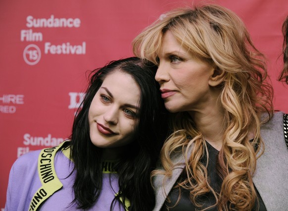 Frances Bean Cobain, left, daughter of Kurt Cobain and executive producer of the documentary film &quot;Kurt Cobain: Montage of Heck,&quot; poses with her mother and Cobain&#039;s widow Courtney Love  ...