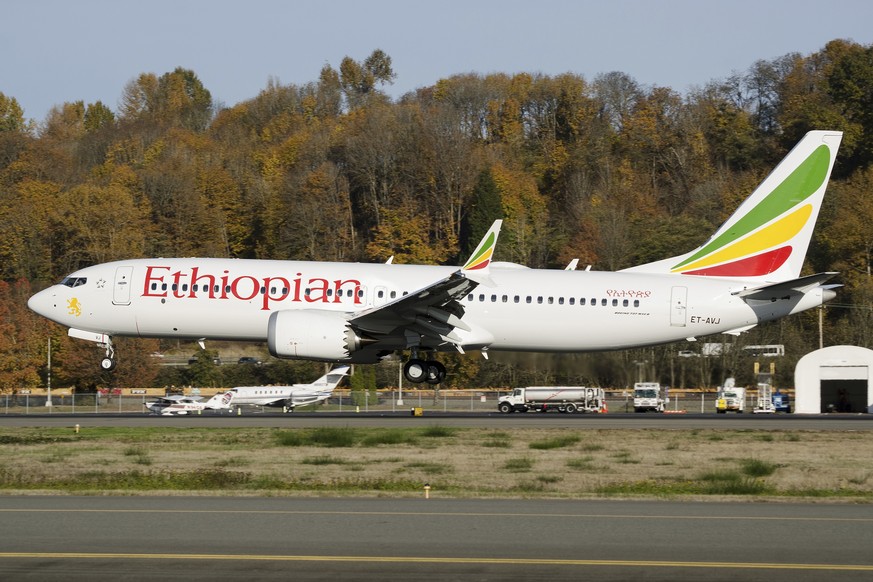 In this photo dated November 12, 2018, the actual Ethiopian Airlines Boeing 737 - Max 8 plane, that crashed Sunday March 10, 2019, shortly after take-off from Addis Ababa, Ethiopia, shown as it lands  ...