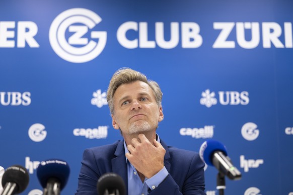 Sportchef Alain Sutter informiert ueber die vergangene Saison und die kuenftige Entwicklung des Grasshopper Club Zuerichs (GC), aufgenommen am Mittwoch, 4. Juni 2025 in Zuerich. (KEYSTONE/Ennio Leanza ...