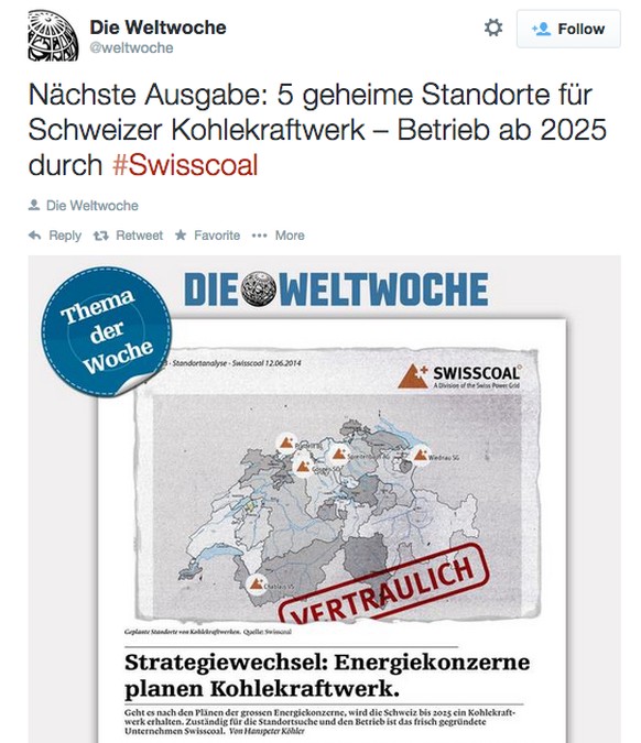 Gefälschter Artikel-Anriss aus der «Weltwoche», den Pro-Solar über einen Fake-Account der «Weltwoche» im Internet verbreitet.&nbsp;