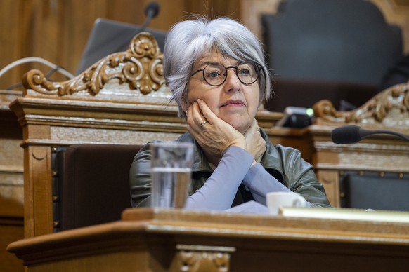 Bundesraetin Elisabeth Baume-Schneider hoert einem Votum zu, an der Fruehjahrssession der Eidgenoessischen Raete, am Dienstag, 7. Maerz 2023 im Staenderat in Bern. (KEYSTONE/Alessandro della Valle)