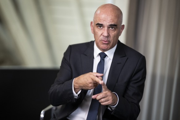 Alain Berset, gewaehlter Generalsekretaer des Europarates, spricht in einem Interview ueber sein neues Amt, am Montag, 9. September 2024 in Bern. Berset wird sein Amt am 18. September in Strassburg F  ...