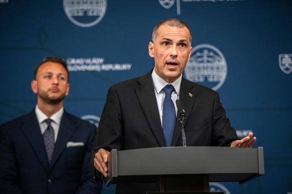 epa11359808 Slovak Attorney General Maros Zilinka speaks during the press conference after a meeting of Slovakia&#039;s Security Council in Bratislava, Slovakia, 22 May 2024. Slovak Prime Minister Rob ...