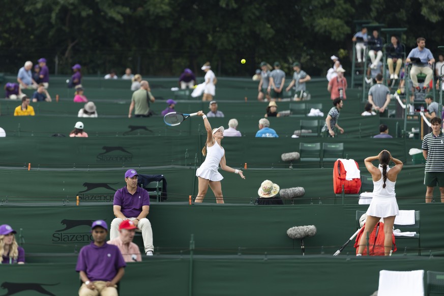 Maddison Inglis of Australia in action during the Qualifying competition for the All England Lawn Tennis Championships in Wimbledon, London, Thursday, June 23, 2023. The Wimbledon Tennis Championships ...