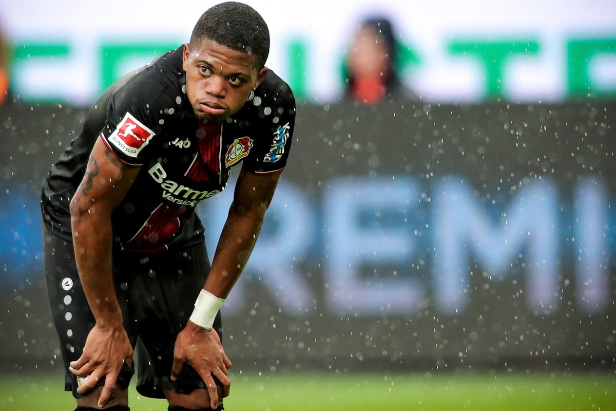 epa07444790 Leverkusen's Leon Bailey reacts during the German Bundesliga soccer match between Bayer Leverkusen and Werder Bremen in Leverkusen, Germany, 17 March 2019. EPA/FRIEDEMANN VOGEL CONDIT ...