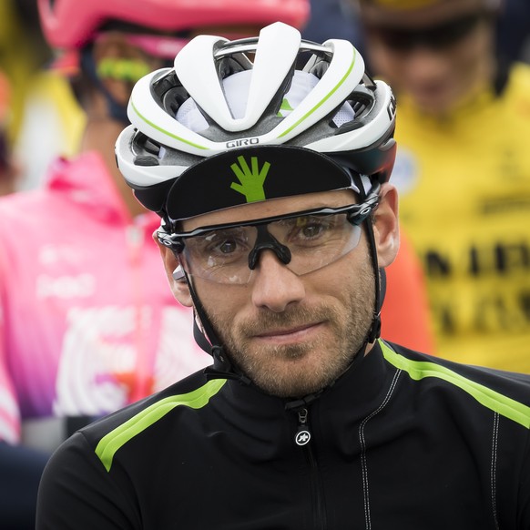 Danilo Wyss from Switzerland of team Dimension Data reacts during the 4th stage, a 107,6 km race between Lucens and Torgon at the 73th Tour de Romandie UCI ProTour cycling race in Lucens, Switzerland, ...