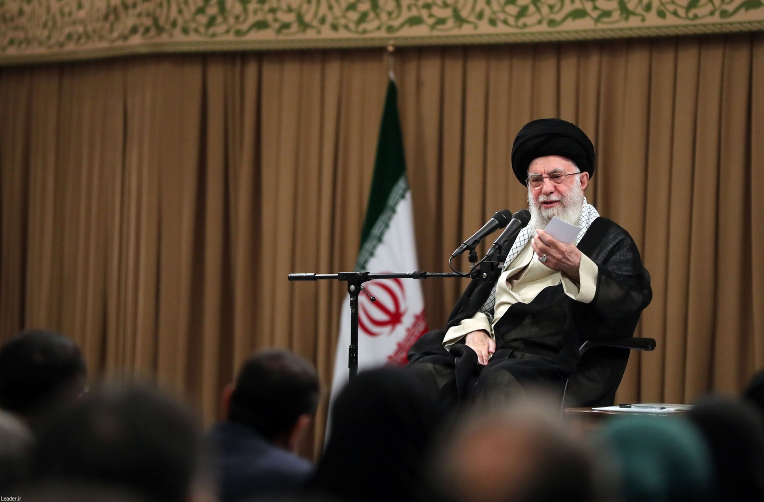 epa11490242 A handout photo made available by the Iranian supreme leader office shows Iranian Supreme Leader Ayatollah Ali Khamenei meeting with members of Iranian parliament in Tehran, Iran, 21 July  ...