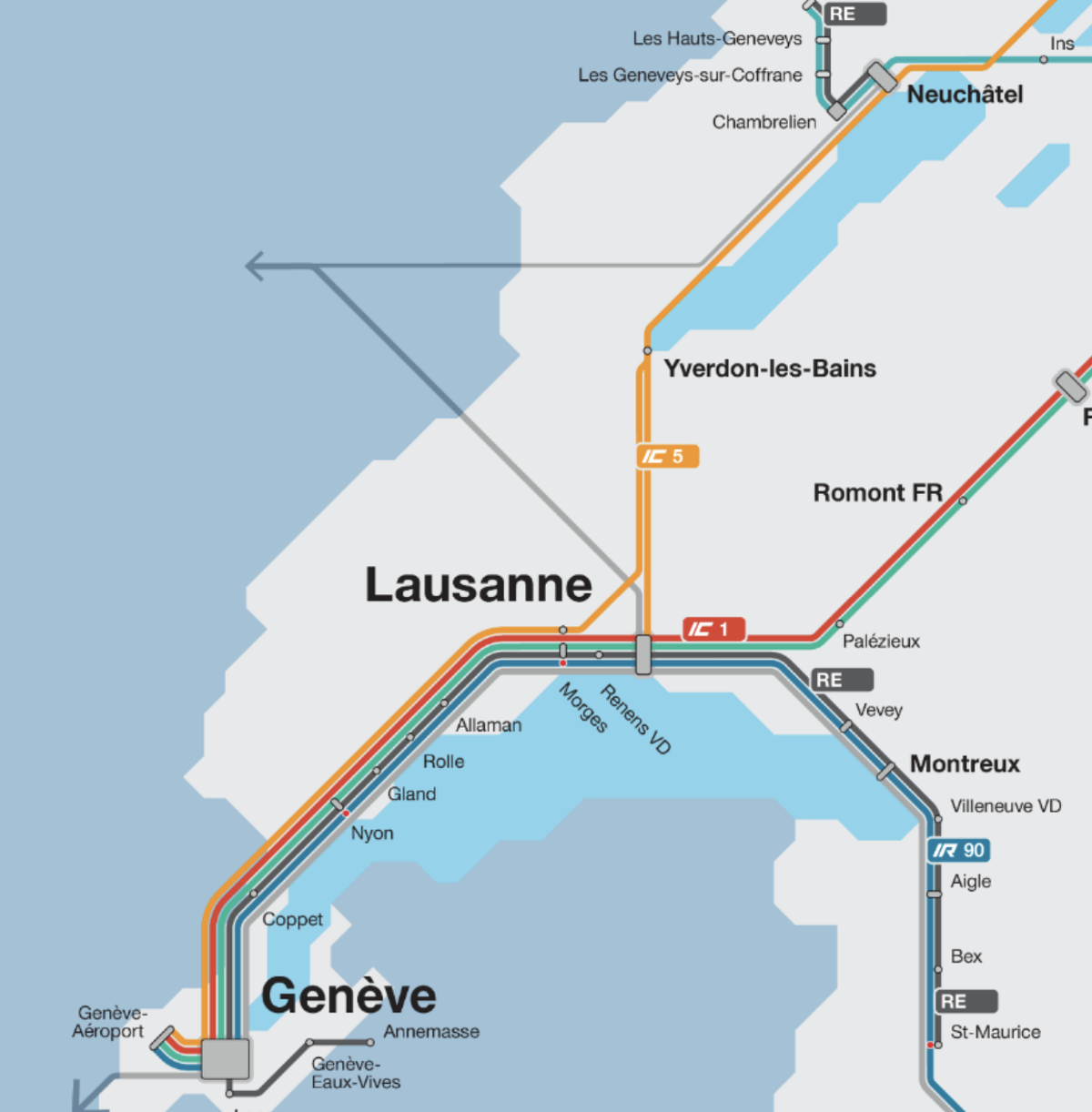 La ligne IC 5 dans l'horaire actuel.