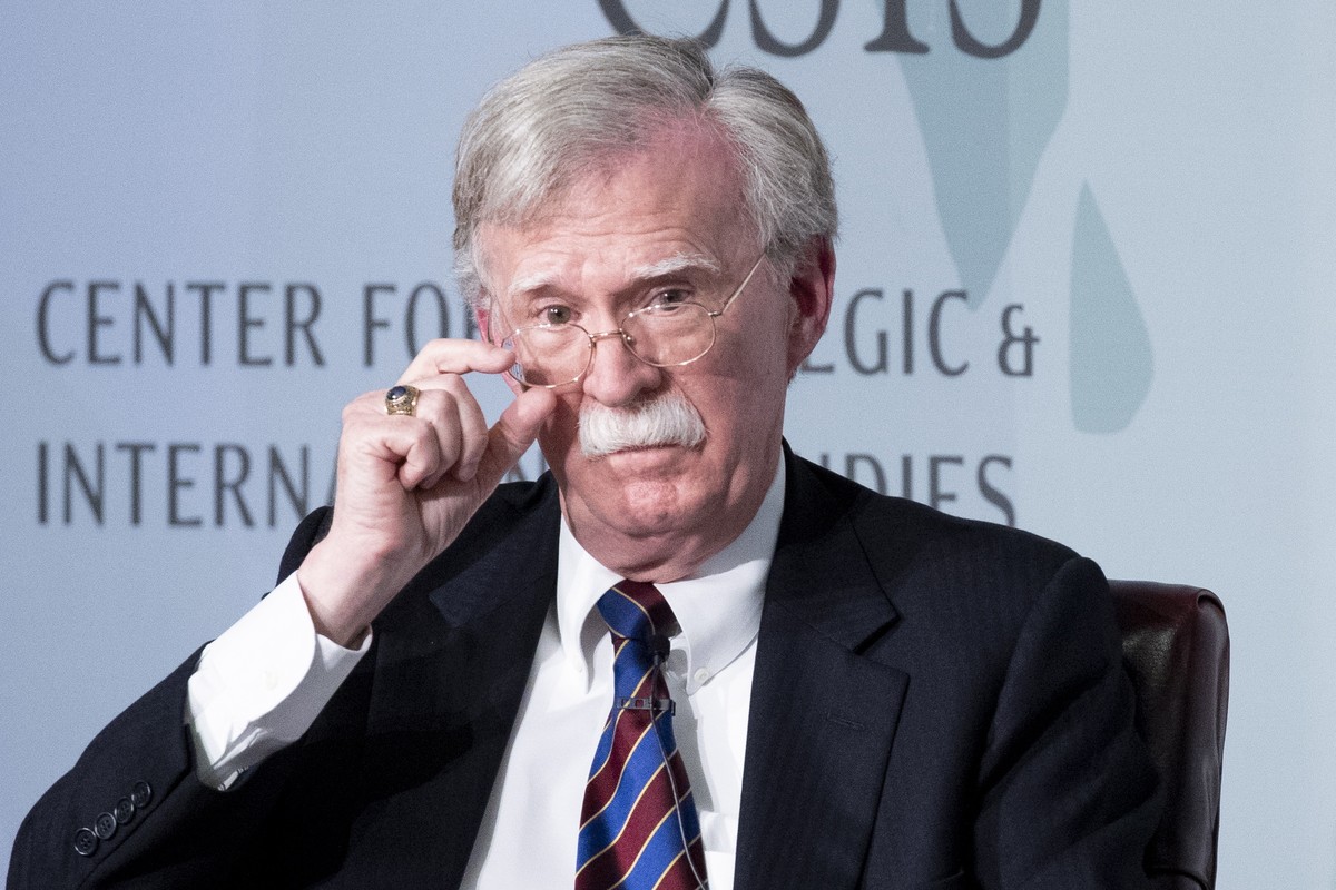 epa07882526 Former US National Security Advisor John Bolton participates in a discussion after delivering the keynote address of the 'JoongAng Ilbo-CSIS Forum 2019' at the Center for Strateg ...