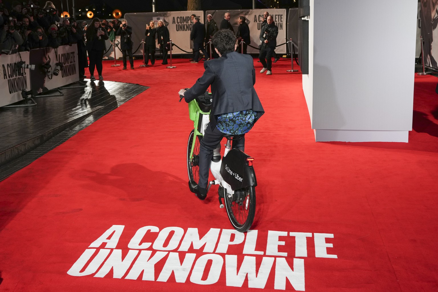 Timothee Chalamet poses for photographers upon arrival at the premiere of the film &#039;A Complete Unknown&#039; in London, on Tuesday, Jan. 14, 2025. (Photo by Scott A Garfitt/Invision/AP)
Timothee  ...