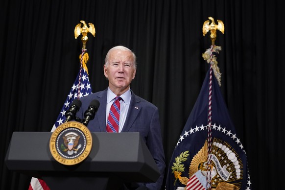President Joe Biden speaks to reporters in Nantucket, Massachusetts, on Friday, November 24, 2023, about hostages released by Hamas in the first phase of a swap under a four-day ceasefire.  (AP photo/Stephanie...
