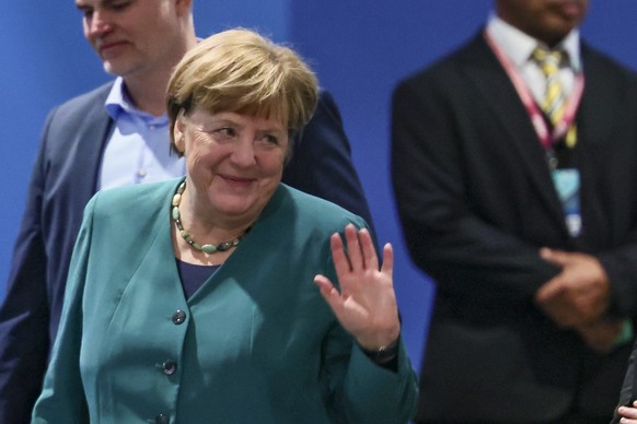 epa12761697 Former German Chancellor Angela Merkel attends the 38th Federal party convention of Democratic Union (CDU) party in Stuttgart, Germany, 20 February 2026. The federal party convention takes ...