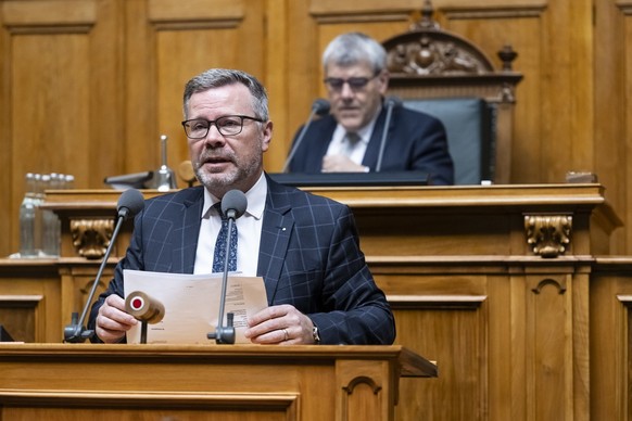 Thomas Rechsteiner, Mitte-AI, spricht zur Grossen Kammer an der Fruehjahrssession der Eidgenoessischen Raete, am Donnerstag, 7. Maerz 2024 im Nationalrat in Bern. (KEYSTONE/Alessandro della Valle)