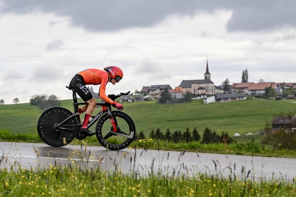Carlos Rodriguez from Spain of team Ineos Grenadiers in action during the third stage, a 15,51 km race against the clock between Oron and Oron at the 77th Tour de Romandie UCI World Tour Cycling race, ...