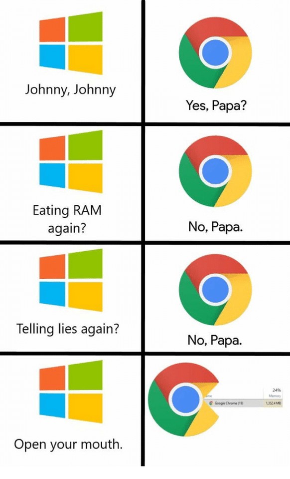 Das neue Windows-Update ist da – und das sind 10 praktische, kaum bekannte Features
4.5GB RAM?! 😳 wie viele Tabs sind denn im Beispielfoto geöffnet? Vielleicht mal Firefox ausprobieren.
passend dazu ...