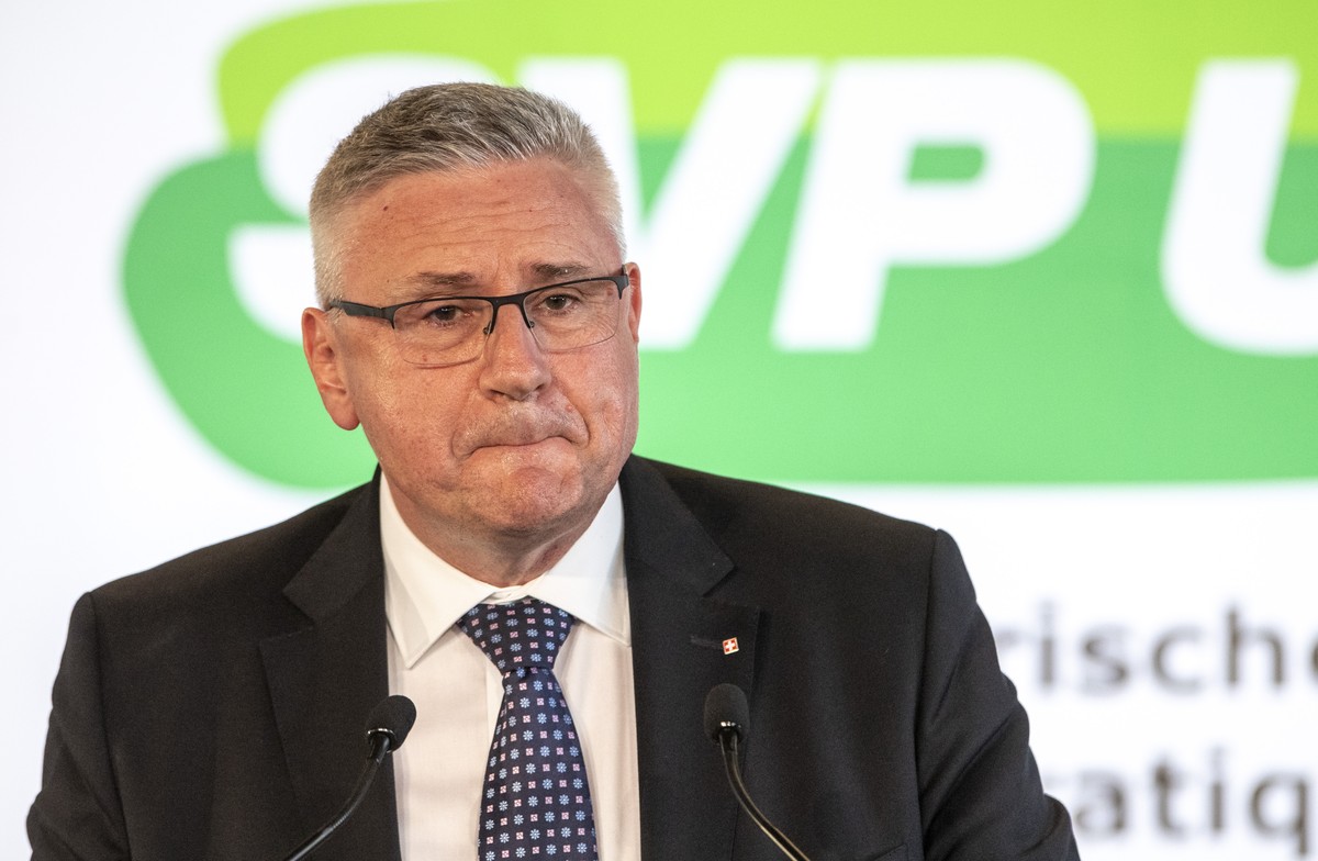 SVP Nationalrat Andreas Glarner, anlaesslich einer Delegiertenversammlung der SVP vom Samstag, 1. Juli 2023 in Kuessnacht am Rigi. (KEYSTONE/Urs Flueeler).