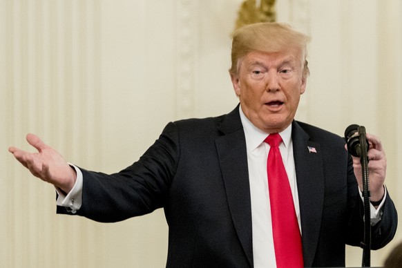 President Donald Trump speaks before presenting Valerie Nessel the Medal of Honor for her husband Air Force Tech. Sgt. John A. Chapman, posthumously for conspicuous gallantry, during a ceremony in the ...